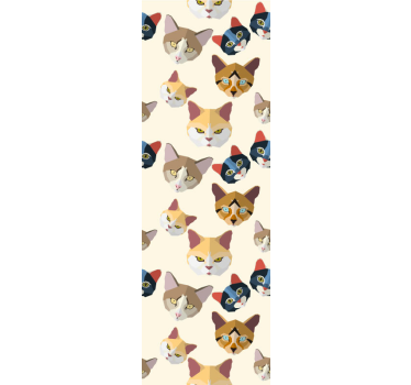 Papel tapiz gatos caras de gato geométricas - TenVinilo