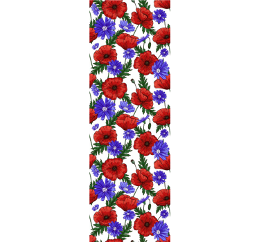 Papel tapiz flores diseño floral de amapola - TenVinilo