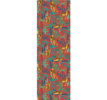 Papel pared naturaleza Hojas tropicales con leopardos - TenVinilo
