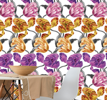 Papel tapiz flores tulipanes elegantes - TenVinilo