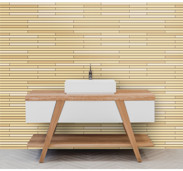 Papel pintado baño listones madera beige - TenVinilo