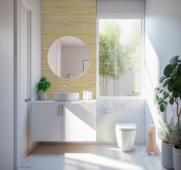 Papel pintado baño listones madera beige - TenVinilo
