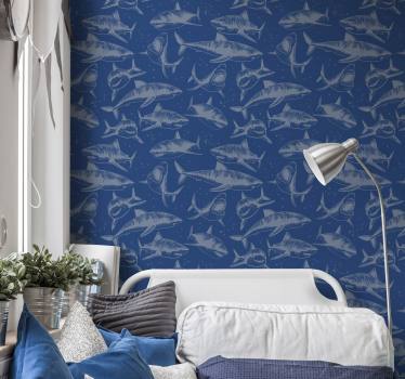 Papel pintado animales tiburones furiosos - TenVinilo