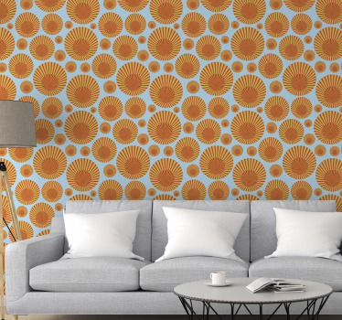 Papel pared geométrico sol de los 70 - TenVinilo