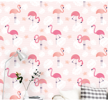 Papel tapiz animales serenidad flamenco - TenVinilo