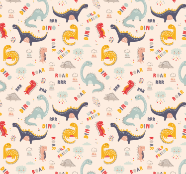 papel pared infantil Dinosaurios coloridos con nombres. - TenVinilo