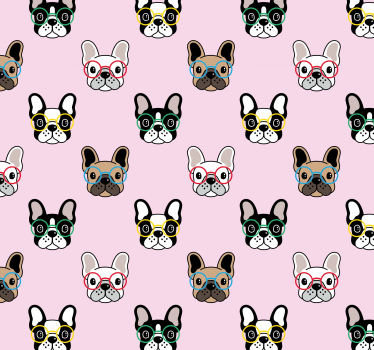 Papel pintado dormitorio Bulldog francés con gafas - TenVinilo