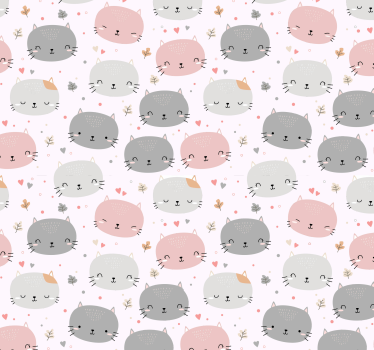 Papel tapiz gatos adorable patrón de gato - TenVinilo