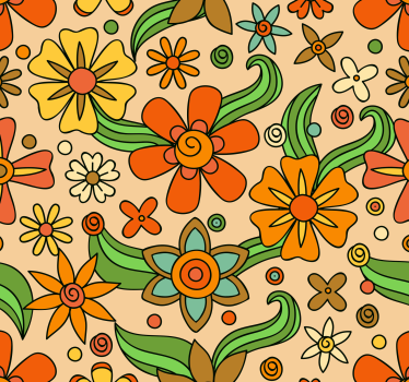 Papel tapiz flores patrón floral retro - TenVinilo