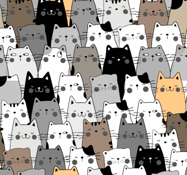 Papeles de pared modernos Patrón de gatos de dibujos animados col - TenVinilo