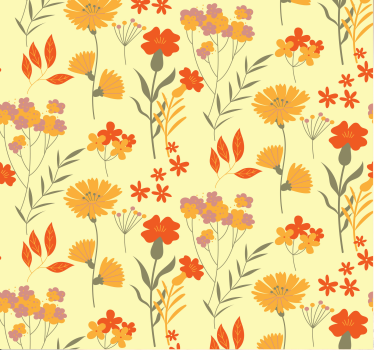 Papel tapiz flores patrón floral de otoño - TenVinilo