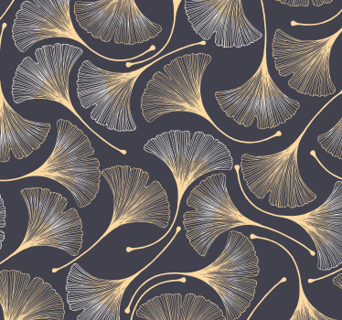 Papeles de pared modernos Hojas de ginkgo en forma de abanico - TenVinilo