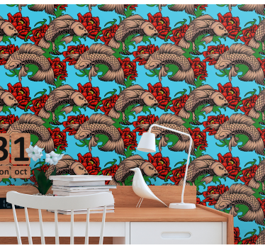 Papel tapiz gatos fusión floral felina - TenVinilo