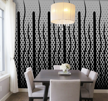 Papel pared moderno rayas y puntos negros - TenVinilo
