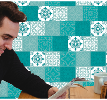 Papel azulejos Turquesa - TenVinilo