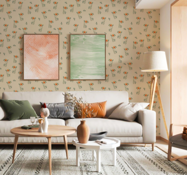 Papel de pared para salón flor naranja - TenVinilo