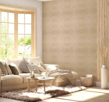 Papel de pared para salón tela beige - TenVinilo