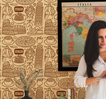 Papel decorativo de diversas ciudades Iconos italianos - TenVinilo
