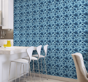 Papel decorativo de flores flores azules - TenVinilo