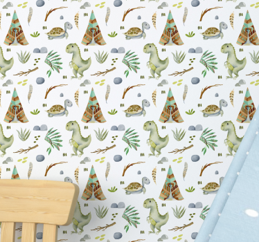 Papel tapiz dinosaurios vivero de dinosaurios - TenVinilo