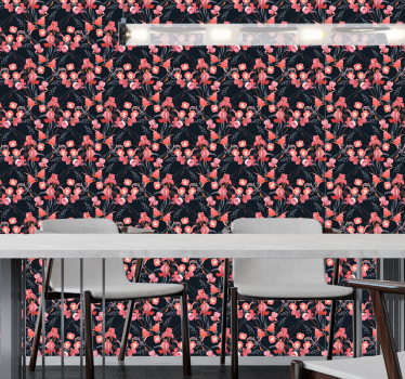Papel tapiz flores conjunto floral - TenVinilo