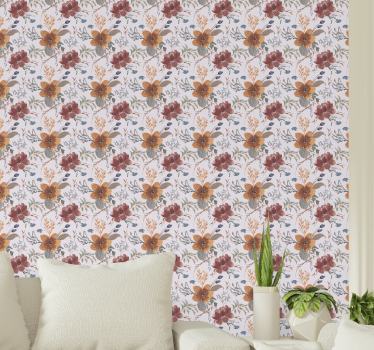 Papel tapiz flores diseño floral en flor - TenVinilo