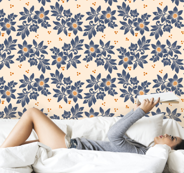 Papel tapiz flores elegancia con estampado floral - TenVinilo