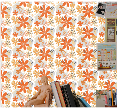 Papel tapiz flores juego de estampado floral - TenVinilo