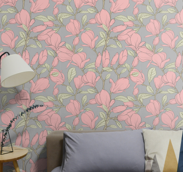 Papel tapiz flores magnolias florales - TenVinilo