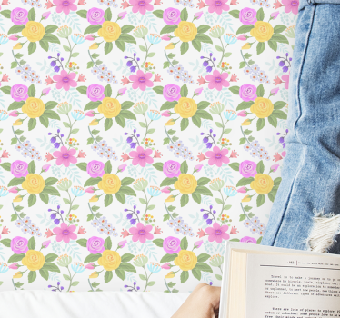 Papel tapiz flores patrón floral flor - TenVinilo