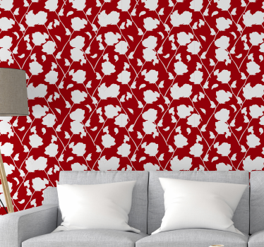 Papel tapiz flores silueta floral - TenVinilo
