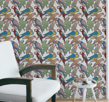 Papel tapiz loros conjunto de loros - TenVinilo