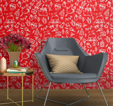 Papel tapiz naturaleza patrón floral rojo - TenVinilo
