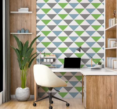 Papel tapiz oficina triángulos de colores pastel - TenVinilo