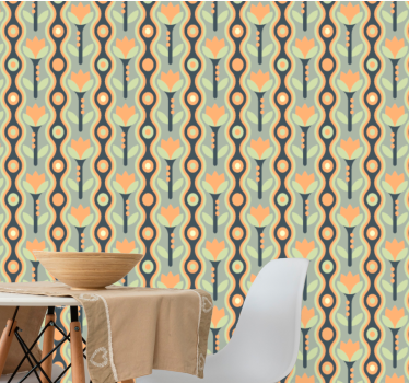 Papel floral Naranja irregular floral - TenVinilo