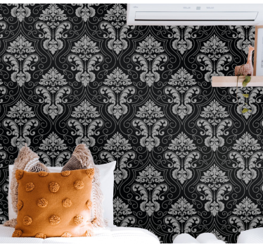 Papel floral Neo barock negro plata - TenVinilo