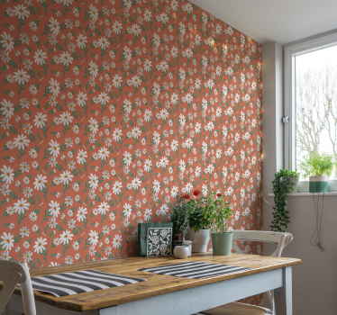 Papel para pared de patrón de flores margaritas  - TenVinilo