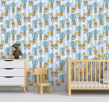 Papel para pared infantil animales en globos - TenVinilo