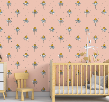 Papel para pared de flores con pétalos amarillos - TenVinilo