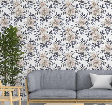 Papel pared de flores de lirios de puntos rojos - TenVinilo