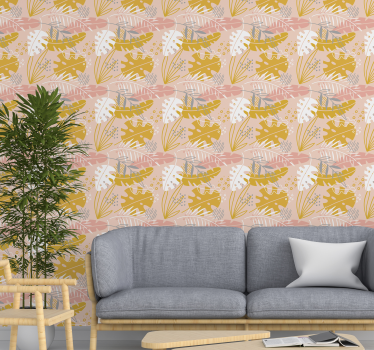 Papel para pared de flores naranja vintage - TenVinilo