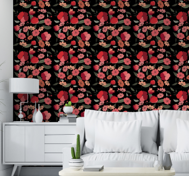 Papel pintado flores tulipanes rosas - TenVinilo