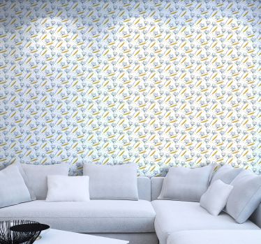 Papel para pared flores bonitas azul - TenVinilo