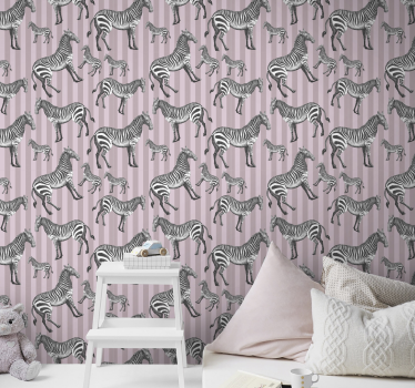 Papel pared animal de cebra vintage - TenVinilo