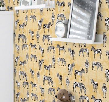 Papel pintado animales cebras y palmas - TenVinilo