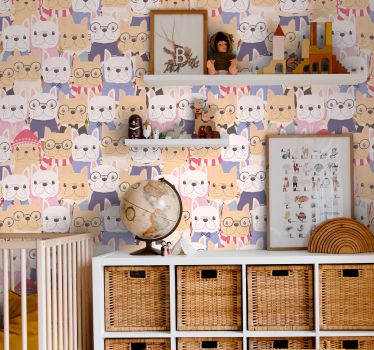 Papel pintado infantil perros tonos suaves - TenVinilo