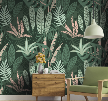 Papel pared árboles palmeras veraniegas - TenVinilo