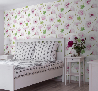 Papel pintado flores rosas tonos claros - TenVinilo