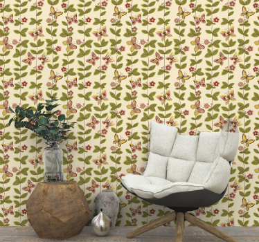 Papel pintado flores y hojas vintage - TenVinilo