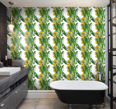 Papel pared de plantas hojas de plátano - TenVinilo